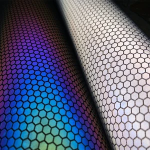 2026 Designed Waterproof Holographic Reflective PU Leather Fabric for Bags Shoes Upholstery Crafting
