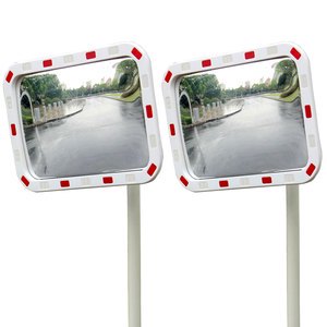 High Definition Rectangle Convex Mirror with Adjustable Bracket, Indoor/Outdoor Use