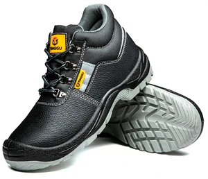 Anti-slip, Anti-oil, Waterproof, Puncture-resistant Steel-toe Men's Protective Industrial Work Leather Safety Shoes