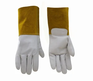 TIG Welding Gloves, Heat Resistant Cowhide Leather Welder Gloves, Soft Dexterity Work Glove with Long Gauntlet Cuff