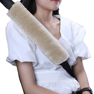 2 Pack 13.4 Inch Soft Sheepskin Single Color No Pattern Safety Belt Cover Pad Adults Universal Fit LETAN FTD Made in China