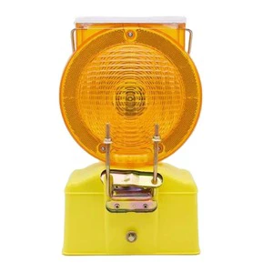 Traffic Warning Safety Solar Powered Barrier Light Yellow LED Blinking Roadblock Lamp Flashing Barricade Light for Traffic Cone