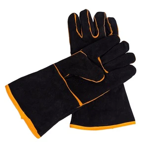 New 16 Inch XL Black Cow Split Leather Welding Gloves Fire & Heat Resistant Safety Features for Welder