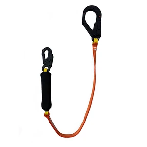 Wholesale Double Carabiners Polyester Shock-Absorbing Safety Lanyard Connect Harness Safety Belt EN361 Certified 500kg Breaking