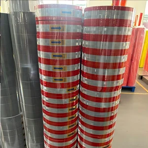 Red White PVC Diamond Grade Reflective Film Waterproof Wear-Resistant Imported Safety Clothing Warning Strip Reflective Fabric