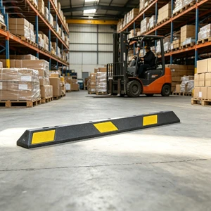 HBJD L183 183cm Long Size Rubber Yellow Reflective Tape Traffic Road Car Stopper Speed Bump for Parking Lot Wheel Stopper