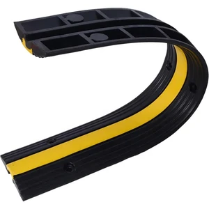 1-Channel Heavy Duty Speed Bumps Hose Cord Protector Ramps Rubber Cable Protector Ramps Speed Control Cable Cover Yellow+Black
