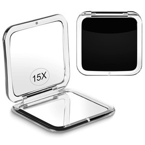 Explosive Handheld Flip Folding square Makeup Mirror Double-sided 30x Magnifying Glass High-value Portable