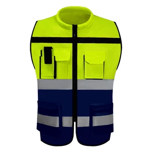 Customized LOGO Outdoor Construction Reflective Safety Vest HI VIS Reflective Strip Engineer Work Security Clothing with Pockets