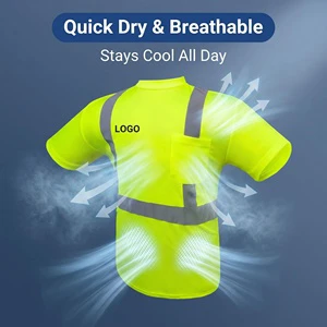 Breathable Quick Dry Short Sleeve Polyester Warehouse Logistics Customized Logo Reflective Safety T-Shirt