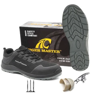 CE S1P Verified Metal Free Lightweight Fashionable Sneaker Safety Shoes Fiberglass Toe Anti-puncture Anti-slip Pu Sole Unisex