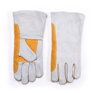 Wholesale Yellow Heat Resistant Welding Gloves for Welders Cowhide Labor Protective Working Gloves