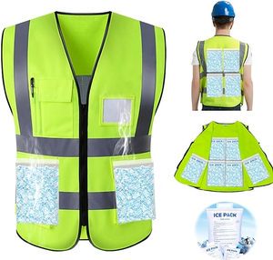 OEM Custom Ice Packs Cooling Reflective Vest ANSI Class 2 Summer Heat Relief Safety Vest Construction Sanitation Workwear