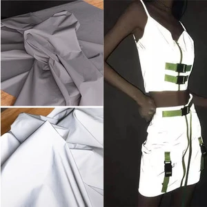 Wholesale Reflective Grey Silver Safety Warning Fabric Bright Silver Luminous Raincoat Reflective Fabric for Designer Dress
