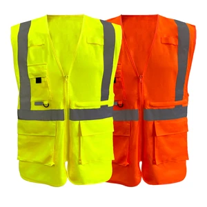 Custom High Visibility Reflective Safety Vests for Road Safety Workplace Safety with Zipper Closure