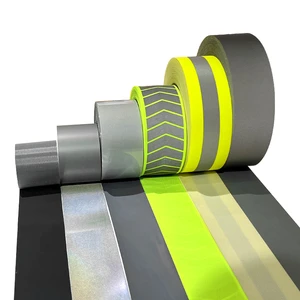 Factory Reflective Polyester Strip High Visibility Reflective Fabric Tape Material Silver Warning Reflective Tape for Clothing