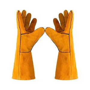 NESTA SPORTS Two-Layer Cowhide Leather Welding Gloves Extended Length Protective Sweat-Absorbing TIG & Grinding Work Gloves