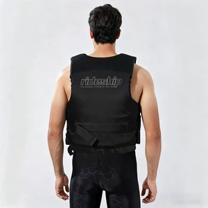 Nylon Unisex High-Buoyancy Life Jacket for AdultsSurfing Rafting Kayaking & Jet Skiing Vest (Black)