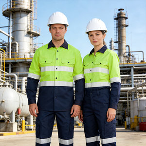 EN20471 High Visibility Reflective Safety Worker Uniform Engineer Mining Coal Oil Gas Construction Workwear Hi Vis Work Shirts