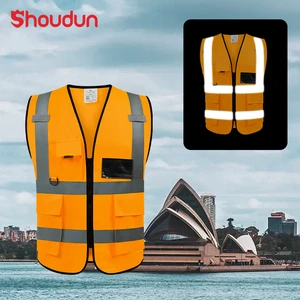 Customizable High Visibility Reflective Polyester Vest Breathable Workwear for Sanitation Sites Logo Safety Clothing
