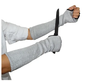 Anti-Cutting EN388 Certified UHMWPE & Nylon Arm Sleeves with Thumb Hole Work Protection Grey