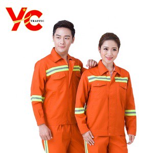 Orange Safety Reflective Road Safety Work Clothes with Waterproof 100% Polyester Material