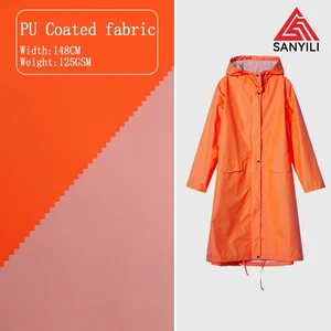 Orange Reflective Waterproof Satin Fabric with Silver Coating Breathable Skin Friendly Raincoat for Outdoor Garment Curtain Use