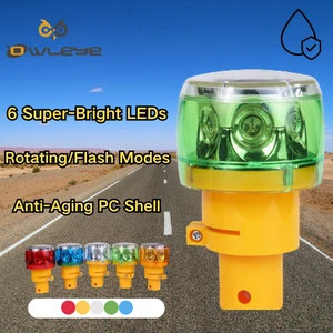 6 LED Solar Traffic Safety Warning Light with Flash/Strong Flash/Rotating Modes ABS/PC Material IP66 for Urban Roads & Highways