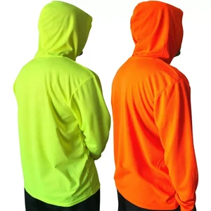Custom Hi Vis Dry Fit Shirt Construction Long Sleeve Safety Reflective Shirt Quick Dry Polyester Shirt with Hoodie
