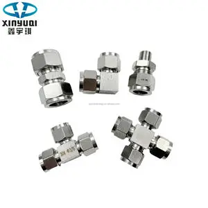 304 Stainless Steel Double Card Sleeve Connector Straight Terminal NPT 3/8