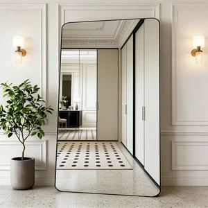 Stylish Metal Frame Living Room Handmade Aluminum Alloy Cosmetic Modern Full Body Glass Mirror Standing Gold Mirror Floor Mirror