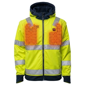 Unisex High Visibility Outdoor Work Jacket CLASS 3 Hi-Vis Reflective Heated Coat Waterproof Safety Heated Jacket Mens