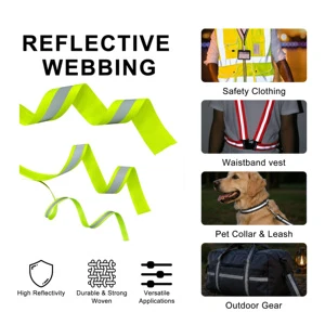 Custom Size EN ISO Certified High Retro-Reflectivity Polyester/Nylon Reflective Webbing Tape Roll for Safety Clothing