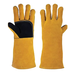 Newest Trendy Industrial Grade Premium Quality Heavy Duty Split Cowhide Leather Welding Gloves Heat Resistant Work Safety Gloves