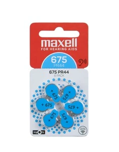 Maxell PR44 (675) 6BS Zinc Air Digital Hearing Aid Battery 16 Channels 1.45V Eco-Friendly Medical Health Care Hearing Loss