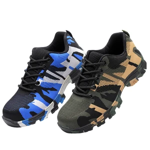 Anti-shatter and Anti-penetration Shoes, Lightweight and Safe, Camouflage Fly-knit, Anti-slip, Wear-resistant Work Shoes