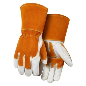High Quality Heavy Duty a Grade Long Hand Cowhide Leather Heat Resistant Mig Tig Welding Gloves