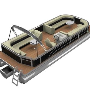 Brand New 30ft Aluminum Outboard Party Barge Floating Tritoon Pontoon Boat With Swingback For Sale