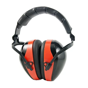Foldable Ear Muff Black And Red Noise Reduction Hearing Protection Safety Headphones