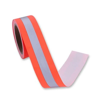 OEM HengHui HF506 Aramid Flame Retardant Fluorescent Orange Silver Orange Warning Fabric Reflective Tape EN20471 Certified 5cm