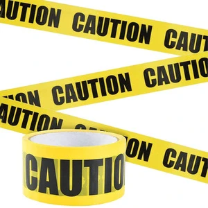 PE Warning Tape Road Traffic Safety Yellow Background Black Letter Printing Non-sticky Double Sided Adhesive