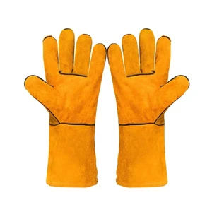 Custom Size And Color Welding Gloves- Long Cowhide Genuine Leather Work Protection From Fireproof