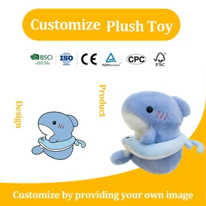 Kawaii Marine Animal Desk Companion Plush Toy with Smiley Lifebuoy, Soft Shark Seal Doll for Office Decor Gift