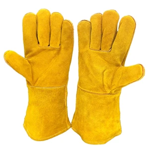 Long Safety Welding Gloves Working Gloves Cowhide Leather Men Working Safety Hand Protective Wear Resisting Welding Gloves