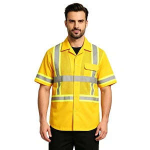 OEM Custom Mesh Reflective Safety Shirt ANSI Certified Two-Tone Reflective Strip Workwear Summer Multi-Scene Breathable Uniform
