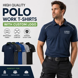 Men 92% Polyester 8% Spandex Breathable Stretch Uniform High Quality Polo Work T Shirts With Custom Logo