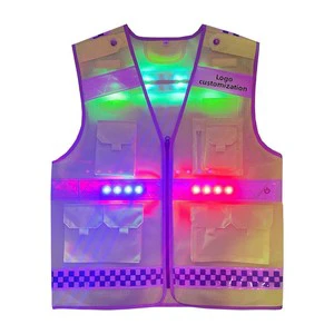 Factory Wholesale LED Strobe Light-Up Reflective Safety Vest for Duty Patrol Highway Traffic Rescue Warning