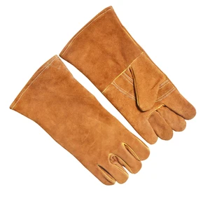 Industrial Leather Welding Gloves Full Hand Protection Heat Insulation Strong Grip Breathable Eco-Friendly Cotton Lining