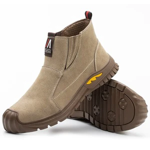 Manufacturer-Supplied Waterproof Leather Labor Protection Shoes Anti-Smash Anti-Puncture Steel Toe Cap Safety Foot Protection