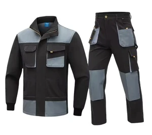 Long Sleeve Work Clothes Multi-pocket Reinforced Wear-resistant Workwear Zipper Style Stand Collar Coat Safety Clothing